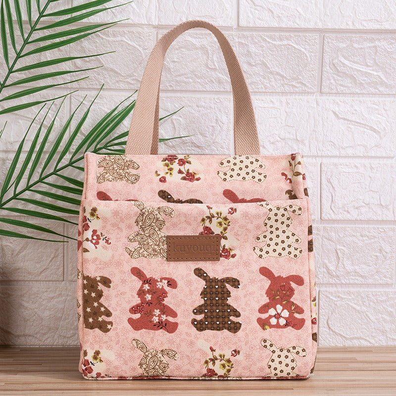 Lunchbox-Tasche mit Mittagessen bei der Arbeit, verdickte Lunch-Tasche aus Aluminiumfolie, japanische Handtasche, Canvas-Handtasche, Isoliertasche