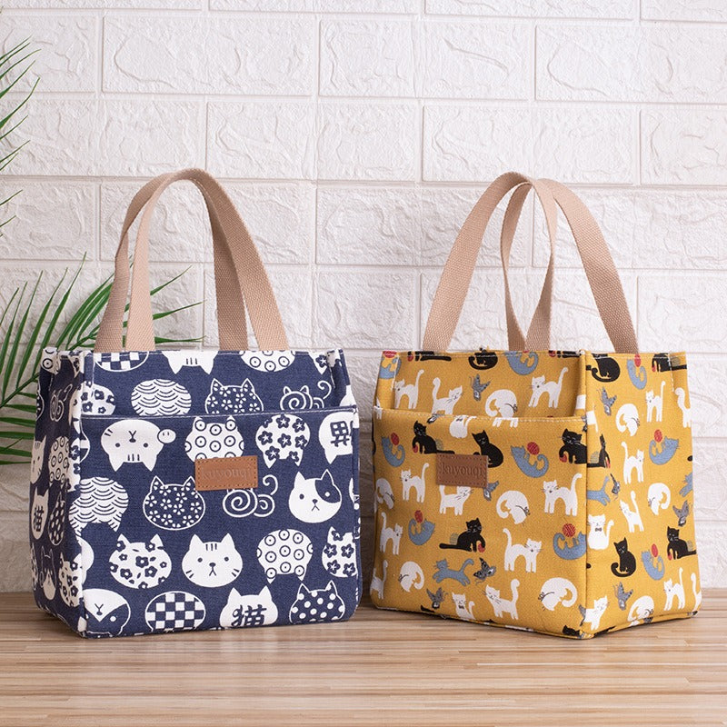 Lunchbox-Tasche mit Mittagessen bei der Arbeit, verdickte Lunch-Tasche aus Aluminiumfolie, japanische Handtasche, Canvas-Handtasche, Isoliertasche