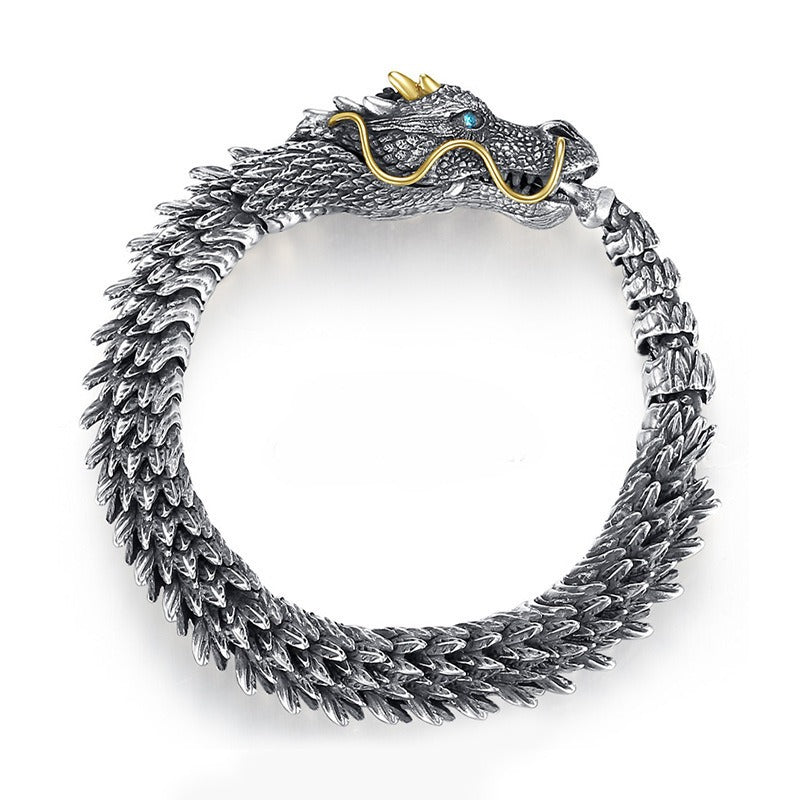 Dragon bracelet silver plated men's retro and domineering trend men's bracelet keel cool and high-end feeling