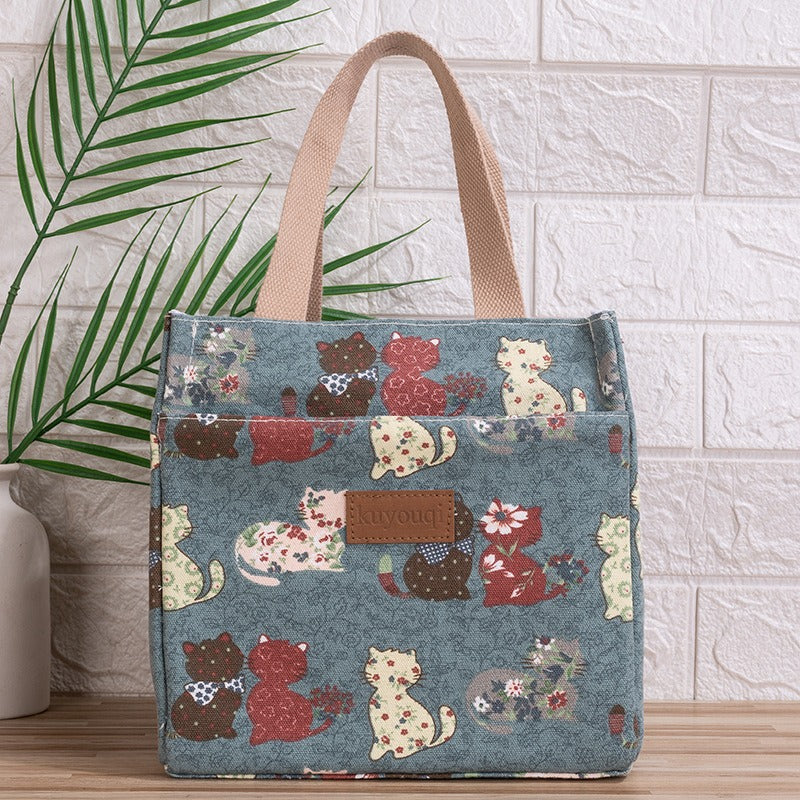 Lunchbox-Tasche mit Mittagessen bei der Arbeit, verdickte Lunch-Tasche aus Aluminiumfolie, japanische Handtasche, Canvas-Handtasche, Isoliertasche