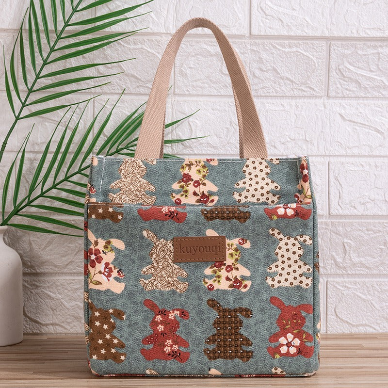 Lunchbox-Tasche mit Mittagessen bei der Arbeit, verdickte Lunch-Tasche aus Aluminiumfolie, japanische Handtasche, Canvas-Handtasche, Isoliertasche