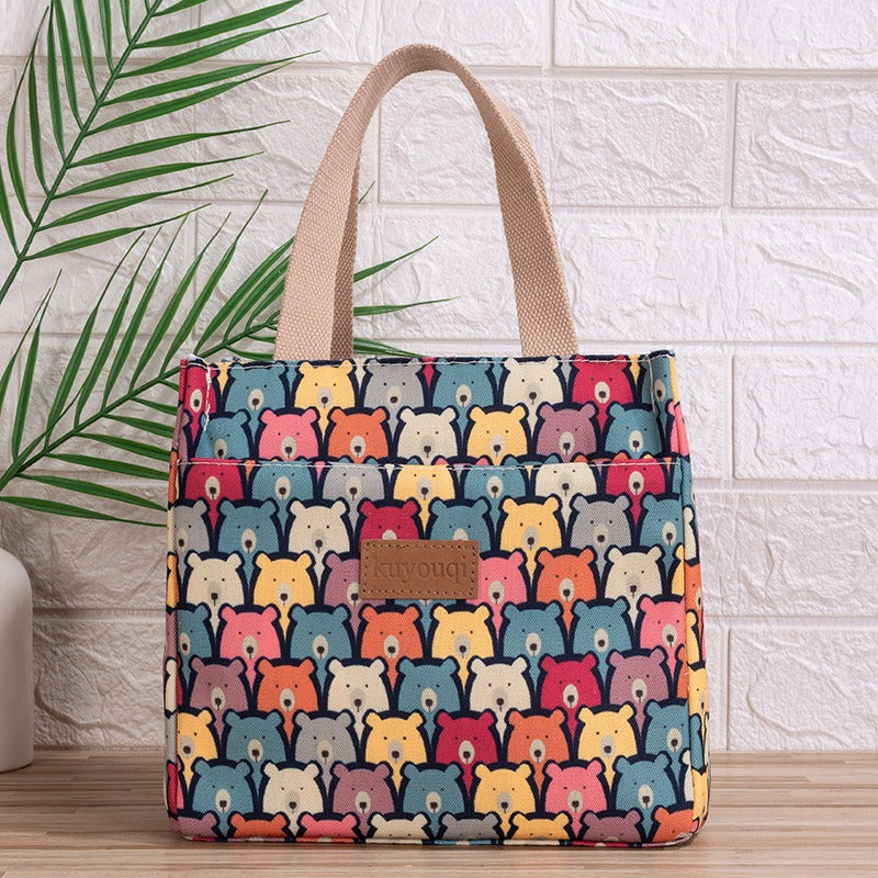 Lunchbox-Tasche mit Mittagessen bei der Arbeit, verdickte Lunch-Tasche aus Aluminiumfolie, japanische Handtasche, Canvas-Handtasche, Isoliertasche