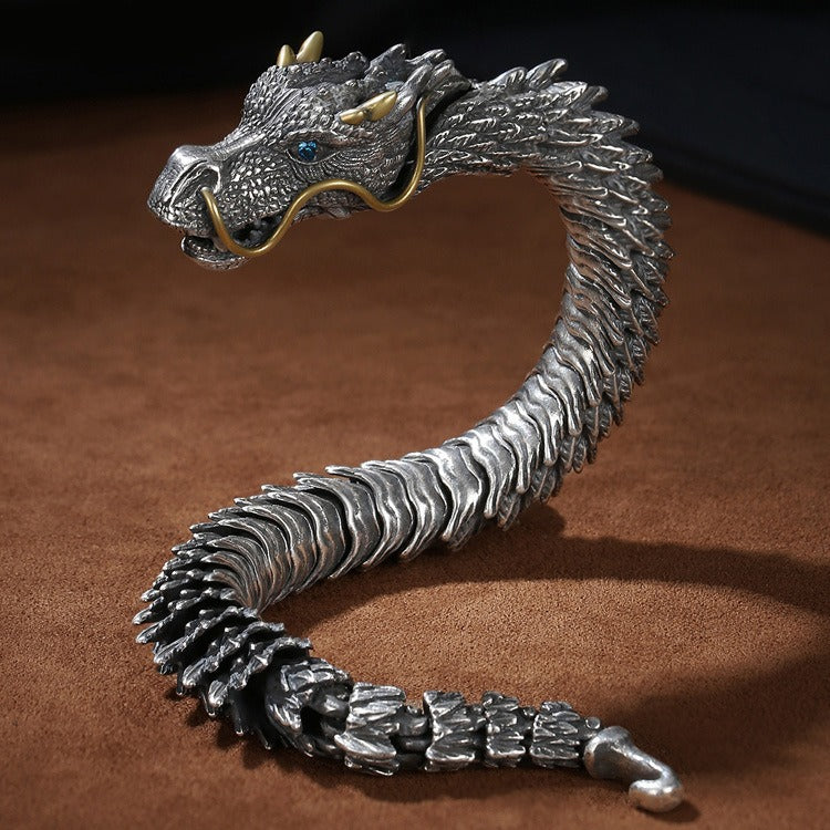 Dragon bracelet silver plated men's retro and domineering trend men's bracelet keel cool and high-end feeling