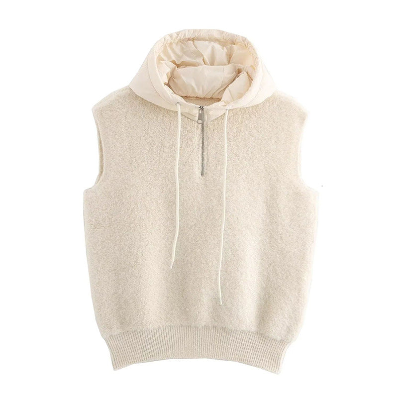 French fashion  towel thick casual half zipper hooded knitted vest