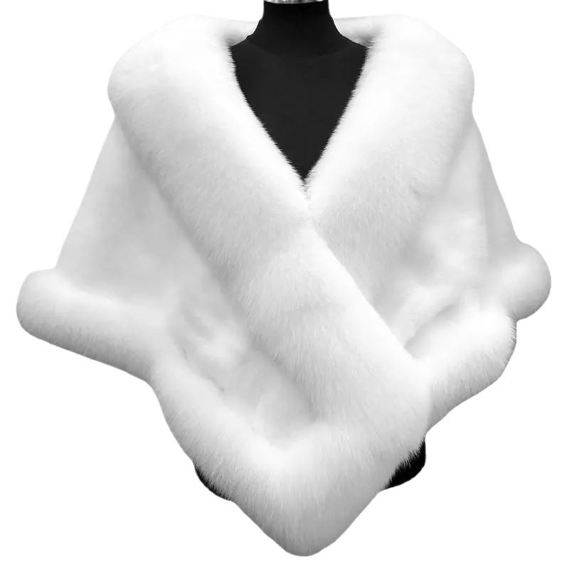 Luxury Fur Women Poncho Fluffy Shawl Fur Evening Dress Shawl Wedding Banquet Shawl Dress Shawl Plush Cape Coat Women Jackets