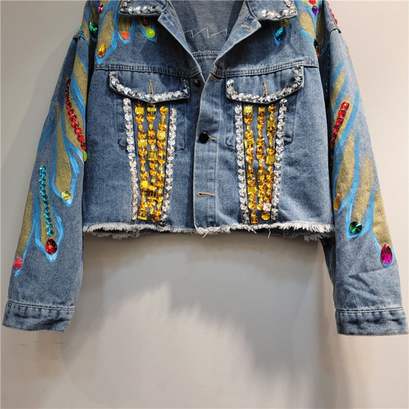 handmade nail bead heavy industry ins western-style jacket