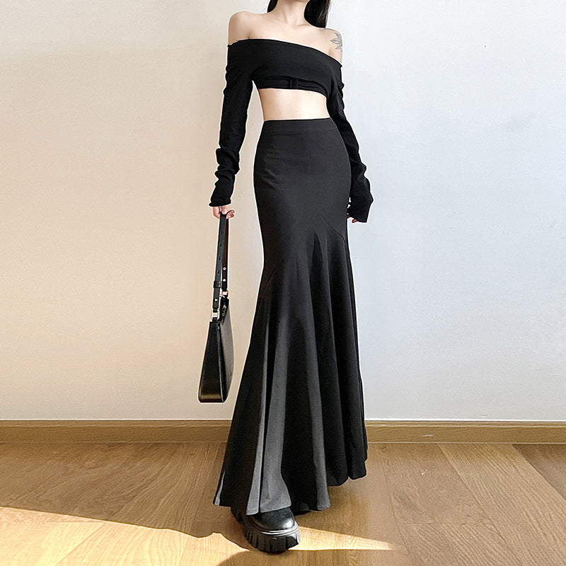 Sexy high waisted slim fit skirt with versatile temperament for commuting including buttocks and fish tail long skirt