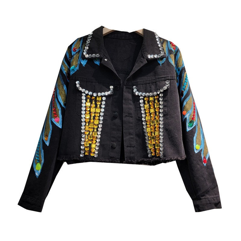 handmade nail bead heavy industry ins western-style jacket