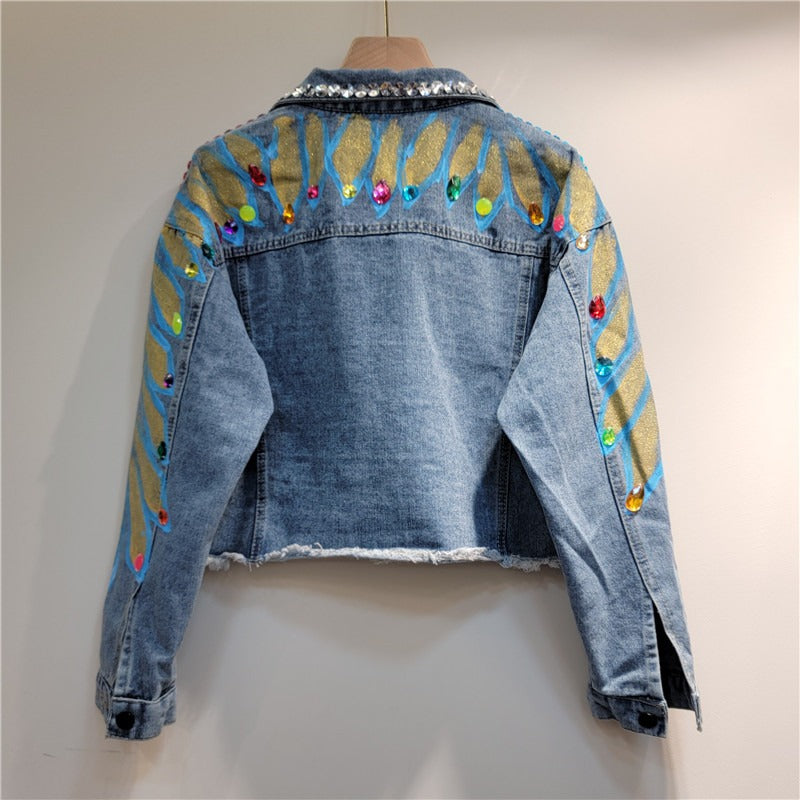 handmade nail bead heavy industry ins western-style jacket