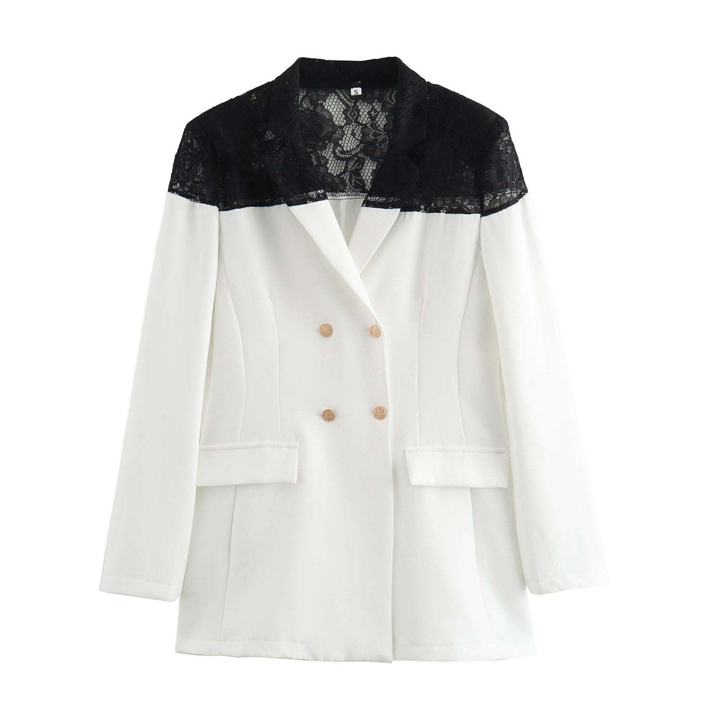 Sexy and elegant lace patchwork suit jacket, commuter style button up top